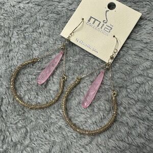 Mia Collection Gold Pink Fringe Dangle Earrings Fashion‎ Jewelry New With Tags